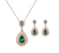 KBRPEY Parure Bijoux Goutte Cristal Collier Boucles D'oreilles Ensemble Strass Brillant Pendentif Élégant Accessoires Femme Torsadé Chaîne