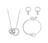 KBRPEY Parure de bijoux pour femme, Femme Ensemble Collier Clous Boucles d'Oreilles et Bracelet 18ct Plaqué Or Rosé avec Cristaux Blancs, Ensemble de bijoux, Cadeau Noël Anniversaire pour femmes