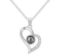 KBRPEY Pendentif Cœur Élégant Projection Perle Collier Chaîne Bijoux Femmes Cristal Accessoire Charme Romantique