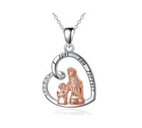 KBRPEY Pendentif Cœur Mère Enfant Collier Argent Bicolore Zircon Message Amour Éternel Bijou Femme