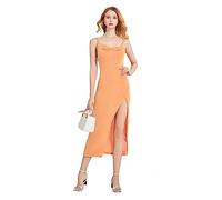 KBRPEY Robe à Bretelles Femme Spaghetti Col Bénitier Fendue Midi Robes Chic Et Elegant de Soiree Cocktail Longue Boheme Vetement Soirée Summer Dress