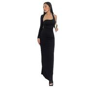 KBRPEY Robe de Soiree Femme Robe Moulante Asymétrique à Une Éapule Elastique Sexy Club Robes Fendu Nu Dresses Robe Découpée Longue Robe Couleur Unie Elégant Dress de Cocktail Soirée