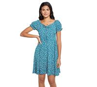 KBRPEY Robe d'été de Chic et Elegant Femme Florale Robe Short à Manches Courtes Chemise Imprimé Smockée Ajustée Taille Plage Vacances Mini Robe de Plage(Vert XL)