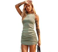 KBRPEY Robe sans Manches Moulante Dos Nu Été Sexy Élégant pour Femmes - Cocktail, Soirée, Clubbing, Bal, Fête (Vert L)