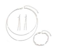 KBRPEY Set De Bijoux Argent 925 Pour Femmes Incluant 3 Paires De Boucles Doreilles Un Collier Et Un Bracelet Comme Ensemble De Bijoux De Mariée Polyvalent Pour Jour Du Mariage Et Occasions Spéciales