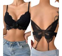 KBRPEY Soutien-Gorge Femme Dentelle Retour De Papillon Triangle Soutien Gorge sans Armature sans Rembourré Bandoulière Réglable Sexy Crop Top