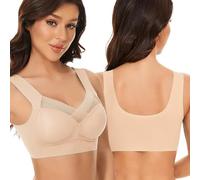 KBRPEY Soutiensgorge Femme sans Armature Brassière Confort Bretelles Larges Maintien Parfait Sousvêtement Quotidien Balconnet Classique Minimiseur Soutien Naturel