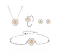 KBRPEY Tournesol Ensemble de Bijoux pour Femme Tournesol Collier Boucles d'oreilles Anneau Marguerite Bracelets Ensemble Cadeaux pour Anniversaire Noël Cadeau