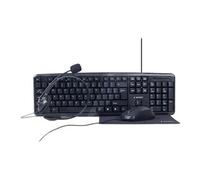 KBS-UO4-01 - 4-in-1 office kit - ensemble de clavier, souris, casque et tapis de souris - USB - QWERTY - US - boîte de couleur