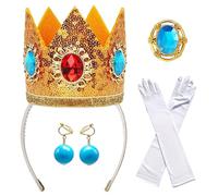 KBSICWO 4 Pièces Princesse Peach Accessoires de Costume, Couronne/Boucles D'oreilles/Gants/Broche, Princesse Deguisement Accessoires pour Carnaval Halloween Cosplay Dress up Birthday