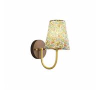KBUUKYYXouy Applique murale américaine du milieu du siècle, applique murale en laiton et noyer noir, applique murale à 1 lumière en tissu floral, luminaire décoratif vintage cousu à la main