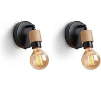 KBUUKYYXouy Applique murale noire avec interrupteur marche/arrêt, intérieur, 1 lumière réglable, lampe de ferme industrielle for décoration de lanterne, paquet de 2