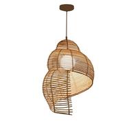 KBUUKYYXouy Creative Osier Rotin Tournant Conque Suspendu Lumière Suspension Lustre Plafond Irrégulier Tissage Brun for Chevet Salon Cuisine Couloir