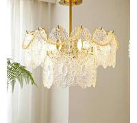 KBUUKYYXouy Plafonniers for chambre à coucher Lustre de 32 pouces doré encastré éclairage intérieur suspendu 2 couches verre plafonnier applique for salon hôtel hall(2-layers,16inch)