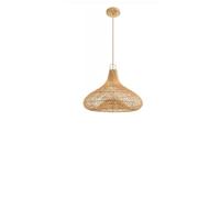 KBUUKYYXouy Suspension en rotin naturel à une lumière, abat-jour en bambou beige, style bohème, idéale pour une cuisine, une salle à manger ou un salon de style bord de mer.