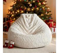 KBZSlyn Bean Bag Chairs with Faux Cashmere Cover, Chair for Adults/Teens No Filling, Pouf,Round Fluffy Sofa Living Room Bedroom College Dorm,Machine Washable(Bean Bag Cover)