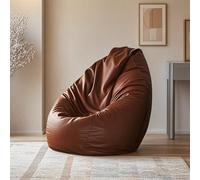 KBZSlyn Bean Bag Cover Beanbag Sofa (No Filler) Lounge Chair PU Leather Empty Lazy Sofa Dorm Room Pouf Comfy for Adults Bean Bag Chair Cover for Living Room, Bedroom(Brown)
