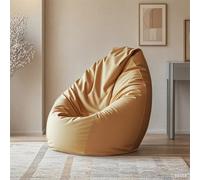KBZSlyn Bean Bag Cover Beanbag Sofa (No Filler) Lounge Chair PU Leather Empty Lazy Sofa Dorm Room Pouf Comfy for Adults Bean Bag Chair Cover for Living Room, Bedroom(Khaki)