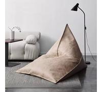 KBZSlyn Big Luxury Triangle Pouf Cover Faux Leather Bean Bag Cover (No Filler) Leatherette Empty Bean Bag Coverwith Easy Carry Handle for Living Room Bedroom Decor(Khaki)