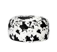 KBZSlyn Housse de Pouf géante de 1,5 m (sans Rembourrage) en Fausse Fourrure de Lapin, Douce, imprimée Vache, Lavable, for Salon, Chambre à Coucher, Balcon, for Adultes(D150xH65cm-cover Black)