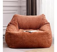 KBZSlyn Oversized Bean Bag Cover (No Filler) Chenille Velvet Beanbag Chair Puff for Adults Teens Soft Lounge Couch Washable Pouf Sofa Slipcover for Living Room Bedroom Salon(Chenille Brown Cover)