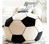 KBZSlyn Soccer Bean Bag (No Fillers) Bean Bags Cover Football Bean Bags Gaming Chair Indoor Organizing Plush Toys for Girls and Boys Unpadded Seat Cushion Cover(White,90cm)