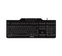 CHERRY KC 1000 SC, Clavier de Sécurité Filaire avec Lecteur de Carte Intégré, Disposition Allemande (QWERTZ), Plug & Play (USB-A), Design Plat, Noir