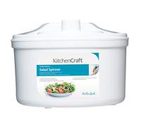 KC BLUE Kitchen Craft - Essoreuse à Salade avec Manivelle, Certifiée sans Bisphénol A (BPA), 22.5 cm - Blanc