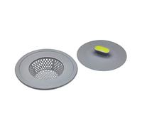 KitchenCraft Bouchon d'Évier 2-en-1 avec Filtre, 11,5 cm, Gris/Vert