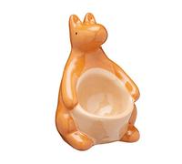 KC BLUE KitchenCraft Ceramic Kangaroo-Shaped Novelty Egg Cup, 9.5 x 7.5 x 10.5 cm (3.5" x 3" x 4") - Beige/Brown