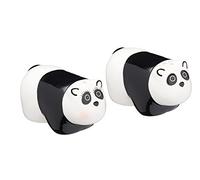 KC BLUE KitchenCraft Ceramic Panda-Shaped Novelty Salt and Pepper Shakers - Black/White (2-Piece Set)