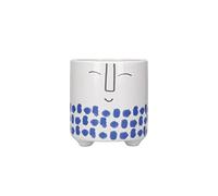 KC BLUE KitchenCraft - Pot de Fleurs pour Petites Plantes d'Intérieur, Dolomite, Motif Visage/Bleu Tacheté, 10 x 10 x 11 cm