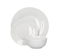 KC BLUE Mikasa - Service de Table Alexis en Porcelaine Blanche, Style Minimaliste, Assiettes et Bols, 12 Pièces