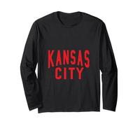 KC Kansas City Old School Throwback Rouge et Noir Manche Longue