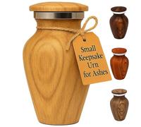 KC KATIE COLLECTION BY URNSELLER Petite urne funéraire Souvenir pour Cendres humaines en Aluminium avec Finition Grain de Bois | Mini urne funéraire personnelle en métal pour Cendres d'animaux