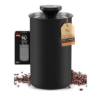 KC Kitchen & Co. Boîte à café hermétique pour 500 g de grains de café, en acier inoxydable, avec couvercle sous vide et fermeture aromatique, boîte de rangement pour café, thé, sucre, céréales, noir