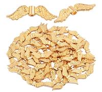 KC Lot de 60 perles d'espacement en forme d'aile d'ange dorée en métal pour loisirs créatifs, colliers, boucles d'oreilles, bijoux, décoration faite à la main, trou : 1,8 mm