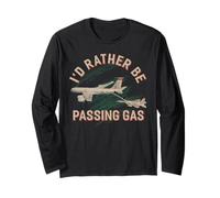 KC135 F22 Plane Shirts T-Shirt pour Homme I'd Rather Be Passing Gas Manche Longue