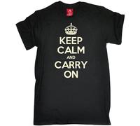 KCCO Keep Calm and Carry on Funny Novelty Unisex 100% Cotton Short-Sleeve T-Shirts Black L
