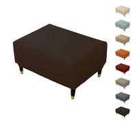 KCCRHIN Housse Ottomane en Cuir PU Housse De Carré Pouf Repose Pieds Couvre Extensible Protecteur Housse De Tabouret De Rangement Protection De Canapé Lavable pour Pouf,Marron,Square M