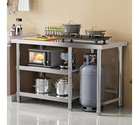 KCCRHIN Table De Cuisine en INOX À 3 Niveaux, Table De Préparation Professionnelle en Acier Inoxydable, Table De Travail De Cuisine pour Restaurant, Cuisine, Garage, Entrepôt,120x60x80cm