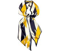 Kcctoo Foulard en soie de mûrier de 69,8 cm - Pour femme - Col carré - En satin - Pour sac à cheveux - Cadeau, K04-jaune noir/cheval