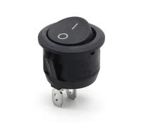 KCD1 LED interrupteur à bascule 2/3Pin ON-OFF-ON 6A/250VAC 10A/125VAC SPST | Interrupteur à bascule LED rond 23 mm, 2/3 broches, ON-OFF et ON-OFF-ON(Black NO Light,1 piece)