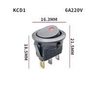 KCD1 ship type switch round 12V 220V with lamp LED lamp 3-pin, 2- Position rocker 16A ship type power SPST switch 1pcs NWPNLXEA(Red 12V)