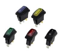 KCD3 1 pièces 5 pièces 3 broches 12V 220V lumière LED 20A marche/arrêt rectangulaire longue interrupteur à bascule étanche IP67 voiture tableau de bord Type de navire(Green,220V_1PCS)