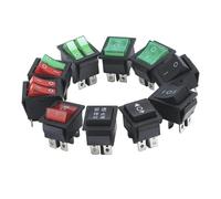 KCD4 Ship Type Switch Warped Board Power Button 4 6-pin Red Light Green 31x25mm16A250V 1Pcs(6 F G S B)