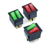 KCD8 6PIN Rocker Switch Power Switch Duplex ON-Off 2Position 6 Pins with Light 16A 250VAC/20A 125VAC (Color : Green)
