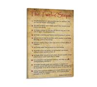 KCDFDVJFBM 12 Step Sobriety Quotes Vintage Print: Alcoholics Anonymous Wall-Art for Bedroom and Living Room(Unframed,08x12inch(20x30cm))