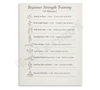 KCDFDVJFBM 15 Min Beginner Strength Training Poster No Equipment Workout Chart at Home Fitness Guide Wall-Art for Apartment(Framed,08x12inch(20x30cm))