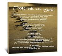 KCDFDVJFBM Aesthetic Footprints in The Sand Poster Modern Canvas Art Wall Decor for Farmhouse Style Decor Beach Theme(Unframed,16x24inch(40x60cm))